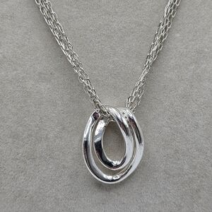 VINTAGE Anne Klein AK Silver Tone Multi Strand Pendant Necklace